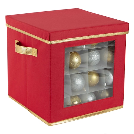 Simplify 64 Count Large Ornament Storage Box with See Through Window 9069-RED